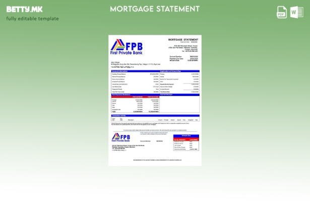 модерен стил Извештај за хипотека на Мјанмар Прва приватна банка Шаблон за Word 